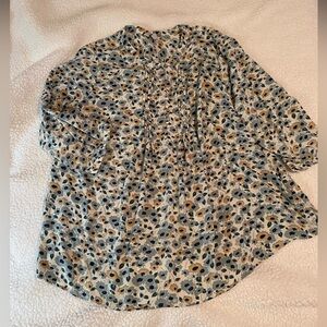 Croft & Barrow Floral Blouse - Blue and Cream